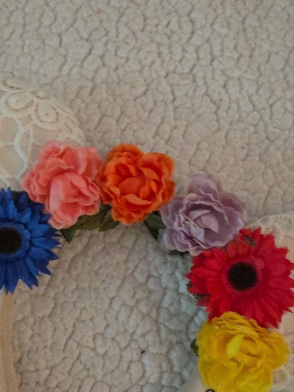 Disney Lace Floral Mouse Ear Headband - Blue, Pink, Orange, Purple, Red, Yellow